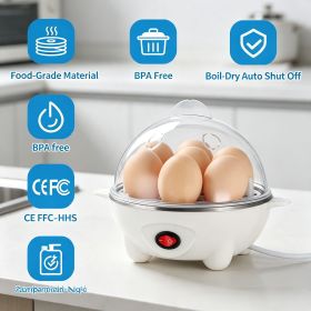 Electric Egg Cooker, 7Egg Capacity MultiFunction Egg Boiler with Auto ShutOff, Measuring Cup & Egg Piercer Included for Soft Hard Boiled Eggs