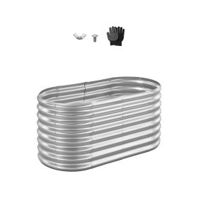 Metal Raised Garden Bed, 4 x 2 x 2 ft Oval Outdoor Galvanized Planter Garden Box, Open Bottom Design, Large Planter Raised Bed for Growing Vegeta