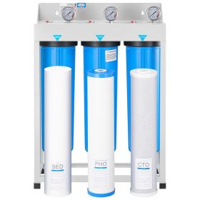 Whole House Water Filter System, 3-Stage | Sediment, PHO, CTO | 4.5" x 20" Home Water Purifier Filter Reduce Chlorine, Bad Taste, Odor, Rust