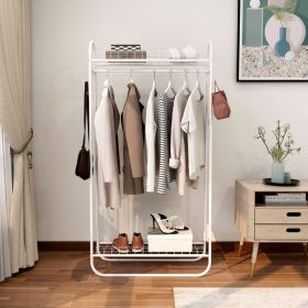 Garment Rack Freestanding Heavy Duty Clothing Rack, Metal Rolling Clothes Rack with Double Shelves, Portable Wardrobe Rack for Hanging Clothes (Option: White)