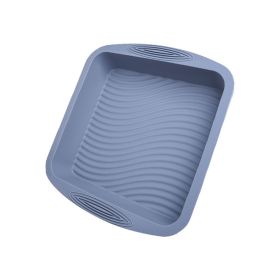 1pc Square Silicone Cake Pan Wave Pattern Toast Bread Baking Pan Easy To Wash High Temperature Resistant Oven Silicone Cake Mold (Color: grey)